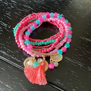 Seed bead elastic bracelet stack-NWT